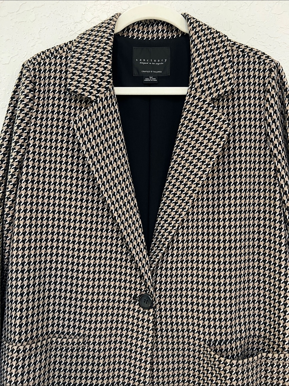 Sanctuary Carly Houndstooth Long Blazer Coat Jacket Medium - Picture 3 of 12